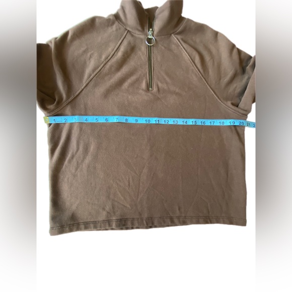 Madewell Ribbed Half-Zip Raglan Sweatshirt brown small - Picture 10 of 16